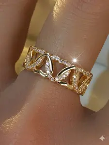 Elegant Heart Design Infinity Rings Synthetic Zirconia Inlay Stackable Finger Rings for Women & Girls Delicate Jewelry Perfect for Engagement Weddings Party, Daily Wear Anniversary Gift