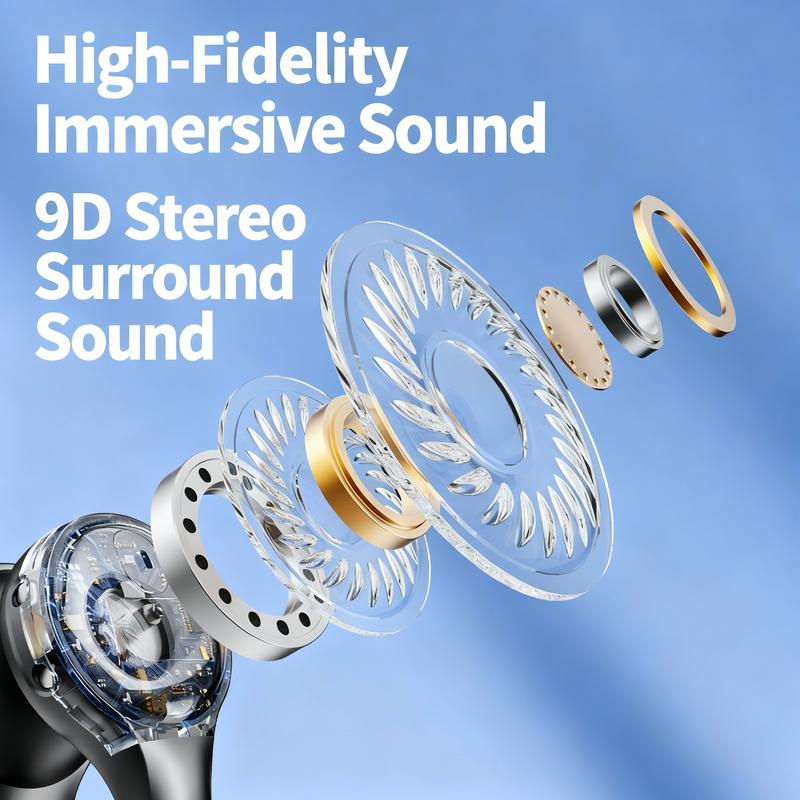 Avamoon X51 Clip-On Wireless Headphones, Upgraded Panoramic Sound Headset, LED Digital Display, Comfortable Wearing & IPX5 Waterproof Sports Earbuds for Work and Fitness