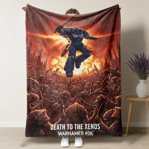 Warhammer Titus Themed Pattern Flannel Blanket, Death To The Hormagaunts Soft Comfortable Warm Throw, Air Conditioned Room Blanket for Office Travel, Soft Cozy Blankets for Home Decorations