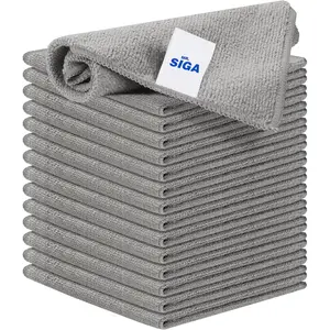 Microfiber Cleaning Cloth, All-Purpose Microfiber Towels, Streak Free Cleaning Rags, Pack of 15, Grey, Size 30 X 30 Cm(11.8 X 11.8 Inch) rough hands microfiber cloth MR.SIGA