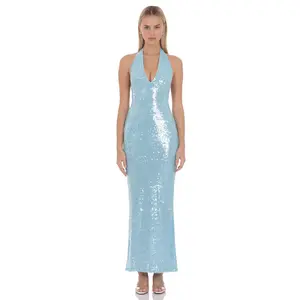 Lucy in the Sky Auralyn Sequin Maxi Dress in Blue