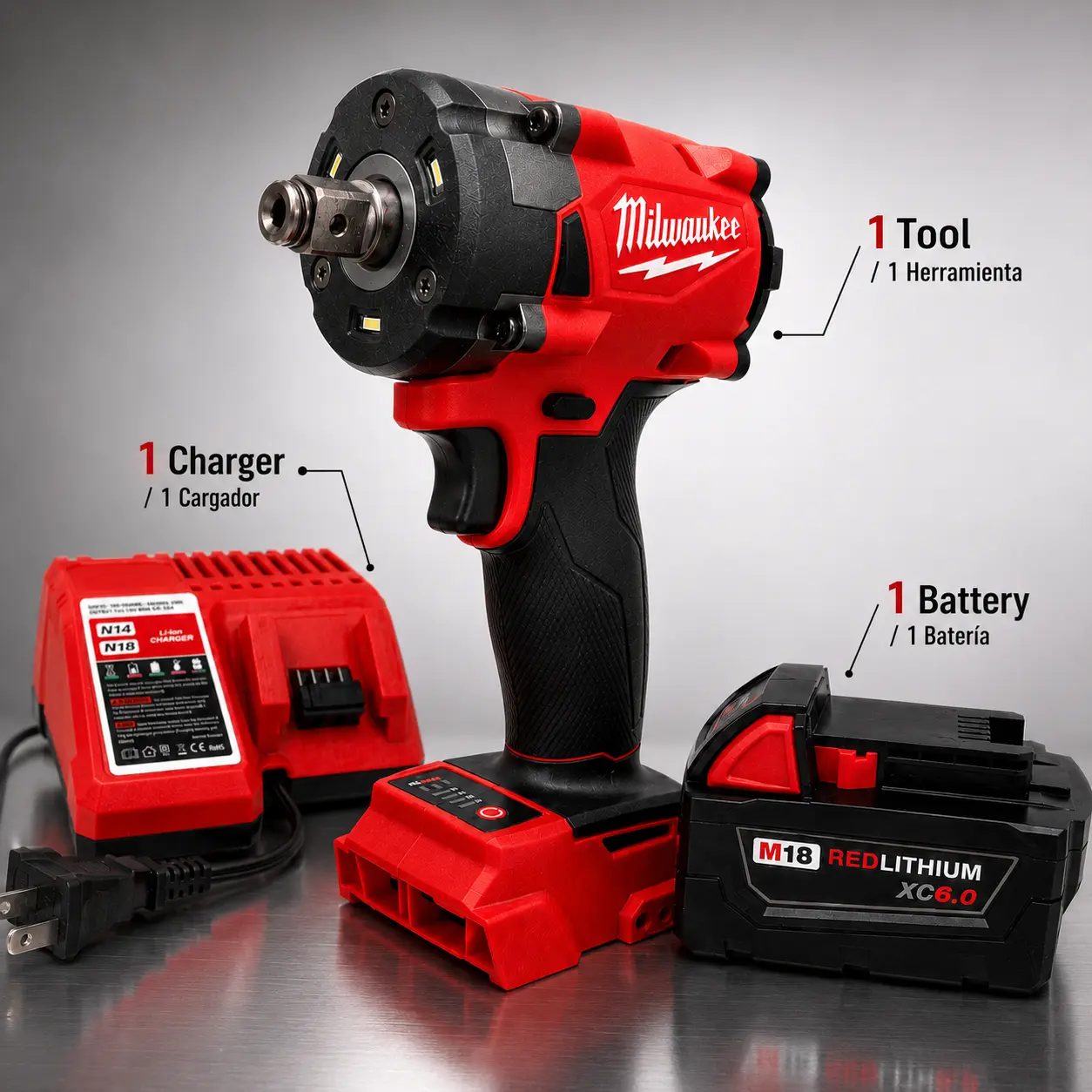 Milwaukee FIW212  Cordless Impact Wrench  Kit 500Nm Brushless for Mechanical Maintenance