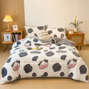 Thick Warm Bohemian Strawberry Girl Cow Print Cozy Throw Blanket, Soft Four-Season Bedding, Multifunctional Home Decor, Ideal Gift for Teachers & Moms