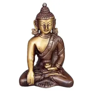 Sitting Buddha in Meditation Pose two-tone color in Brass