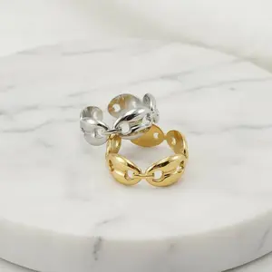 Lali Link Open Ring 18K Gold Plating Stainless Steel Waterproof Hypoallergenic Everyday Wear Jewelry for Confidence