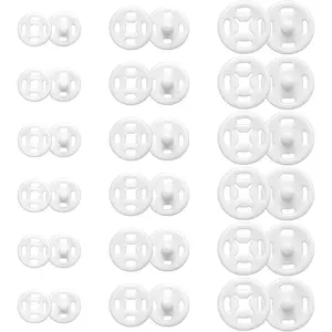 Plastic Snaps for Fabric, 36 count 3 Sizes White Round Snap Buttons Mini Snaps for Sewing Sew  Snap Button Fasteners for Sewing DIY Crafts Clothing Shirt Pant (7.5mm, 10mm, 12.5mm)