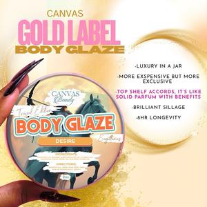 PREMIUM Gold Label BODY GLAZE- CANVAS BEAUTY Exclusive 8oz Organic Argan Jojoba Shimmer Moisturizer Anti Aging Lotion Tightens Skin Glossy Rice Sunflower