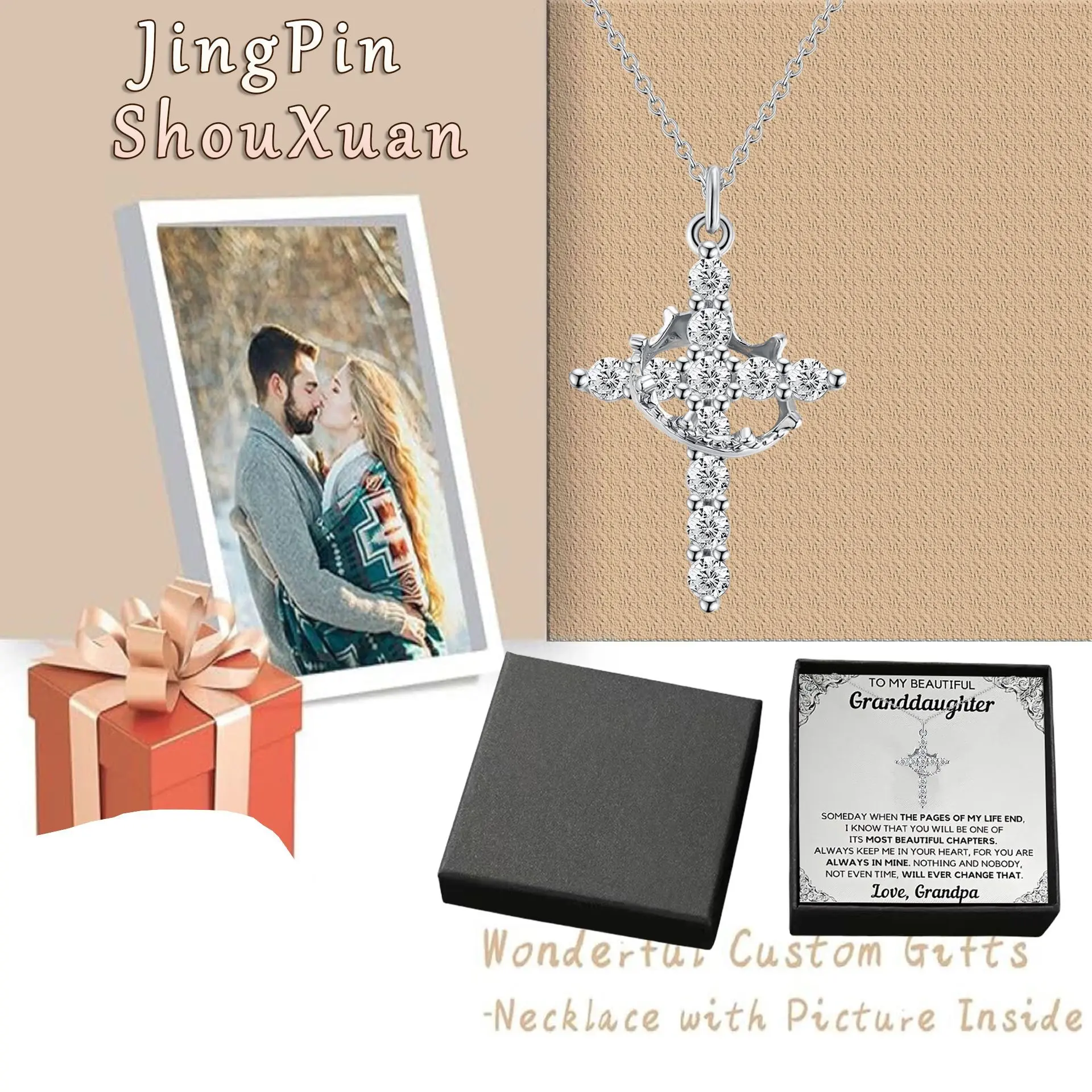 Unique new high-end pendant with a rotatable cross, crown, and circular necklace, a gift for girlfriends, women, and couples Unique new high-end pendant with a rotatable cross, crown, and circular necklace, a gift for girlfriends, women, and couples