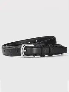 Shiny Silver Color Buckle Belt, Fashion Belt, Casual Belt, Elegant Simple Design, Decorative Student and Younger Adult Waistband, Korean Fall Accessory