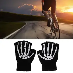 Knitting Gloves Skeleton Head Luminous Half Finger Full Fingers Print Warm Breathable Men Women Fitness Glove Cycling Equipment