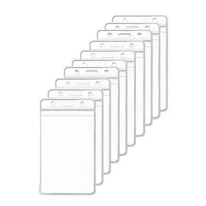 Waterproof Soft PVC Card Holder, Transparent Hole Punch Bus Pass Case, Employee Access Control ID Badge, Company Meeting Work Permit