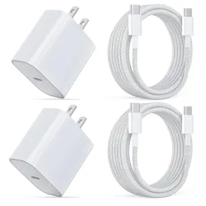 for iPhone 16 15 Charger Fast Charging,2 Pack 20W Wall Charger Block with USB Type c Braided Cable 6ft Charging Cord for iPhone 16 15 Series,for i.Pad Pro 12.9/11 in/Pad air 5/4