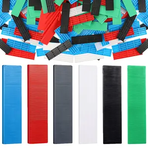 300 Pieces Plastic Flat Structural Shims for Tile Leveling, Multiple Sizes from 3/64 to 15/64 Inch, Assorted Colors Green Black White Grey Blue Red
