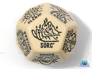 Character: Class Generator Die | Random TTRPG DnD Character Die, Improv, DM Dice Game Aide | Giant D12 Acrylic (1)