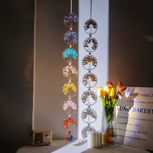 Life Tree Wall Decor Healing Crystal Stone Art, Home Yoga Meditation Gift, 7 Chakra Wall Hanging for Mom & Girlfriend