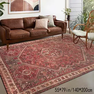 Velvet Soft Persian Vintage Pattern Rug, Home Decor Carpet, Living Room Sofa Mat, Bedroom Bedside Rug, Multiple Sizes Available
