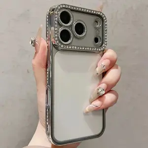 Luxury Plating Glitter Diamond Transparent Case for iPhone 17Air  17 16 15 14 13 12  Pro Max Plus Female Silicone Shockproof Cover