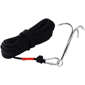 Grappling Hook with 3-Claw Stainless Steel, 3 Claw Climbing Carabiner Hook for Retrieving, Outdoor Hiking, Tree Limb Removal, Salvage