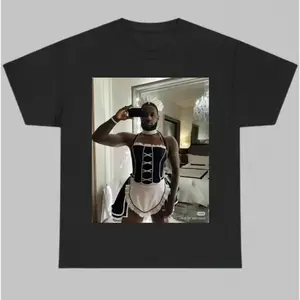 Maid Lebron James Selfie Graphic Shirt, Meme Lebron James Tshirt, Meme Cringe Shirts, Funny Gift Idea, Menswear Streetwear Shortsleeve Tropical Top