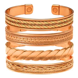 4-Pack Adjustable Magnetic Copper Bracelets for Men and Women – Pure Copper Material, Therapeutic Pain Relief, Circulation Support, and Stylish Everyday Wear