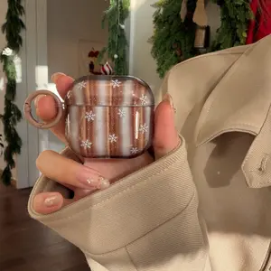 Half-Transparent Striped Snowflake Ring Earphone Case for Apple AirPods Pro 3/2/4/3/2, Fashionable Women's Earphone Cover Earphone Protective Cover