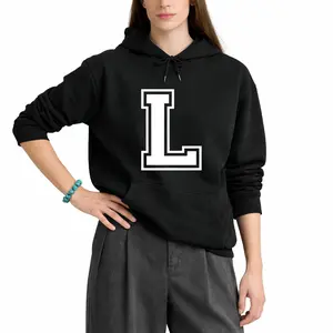 Men's Long Sleeve Hoodie with Letter L Initial – Varsity Style Monogram Design