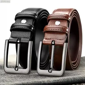 Men's Genuine Leather Belt Vintage Retro Western Belt for Jeans & Business Casual, Durable cowhide belt with alloy buckle, Timeless minimalist style for everyday wear, work & office, outdoor use, perfect gift for men,summerwins