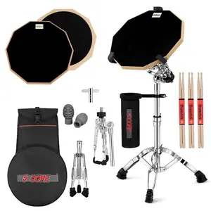 5Core Drum Practice Pad Set 12" Snare Drumming Stand Double Sided Silent Drummer Kit