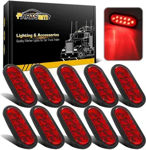 Partsam  6 Inch Oval Led Trailer Tail Light Red Grommet and Plug Waterproof for Trailer RV Trucks 10Pcs
