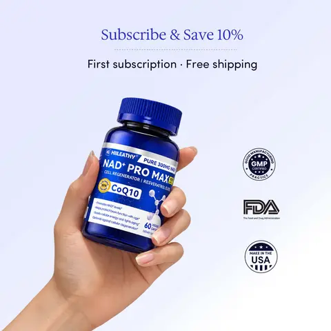 HIILEATHY NAD+ Pro Max Fruit Dietary Supplement - 300mg High Potency NAD+, CoQ10, Resveratrol, Black Pepper Extract - Energy Boost, Focus Boost, Heart Support - 60 Veggie Capsules, Made in USA, Healthy Aging Antioxidant Nutritional Supplement