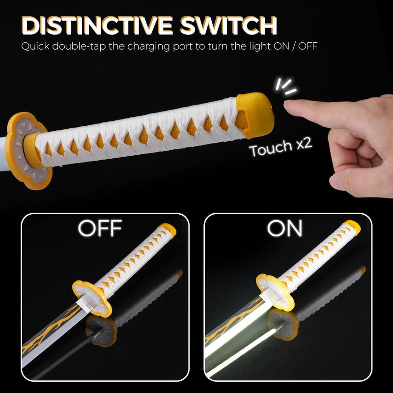 Light Up Demon Slayer Zenitsu Sword - 40 inches Plastic Anime Cosplay Prop