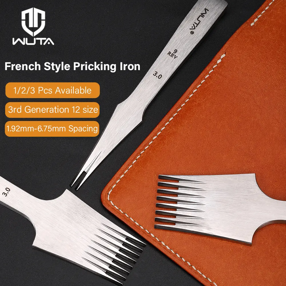 WUTA 1pc High Quality Sharp Leather Chisel French Style Pricking Iron Die-steel Leather Punching Tool Polish-2.7/3.0/3.38/3.85mm