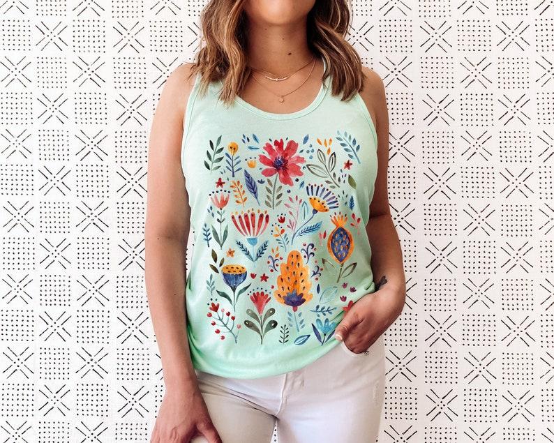 Floral Shirt Tank, Grow Positive Thoughts Tank, Bohemian Style Tank, Butterfly Shirt, Trending Right Now, Women's Graphic Tank, Love Tank