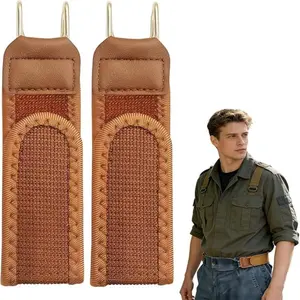 2Pcs Metal Hook Tacticals Elastic Belt, No Buckle Belts For Men Women, Adjustable Side Belts for Jeans Pants Work Outdoor,Adjustable Side Elastic Waist Belt for Daily Wear-Black/Brown/White