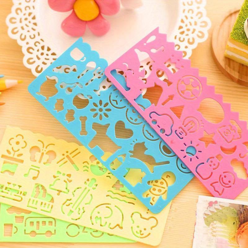 4 Cartoon Drawing Template Rulers for Students, School Supplies for Artistic Hand Drawing, Creative Art Tools for Kids