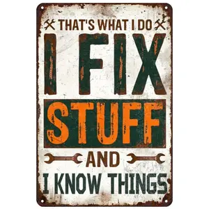 Funny Garage Metal Sign: I Fix Stuff - Vintage Man Cave Decor
