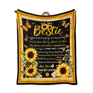 Best Friend Soft Plush Blanket Gift for Women Teen Girls Bestie Birthday Christmas Anniversary Present Sister Daughter ( Sunflower) Flannel Blanket Cozy Throw Blanket