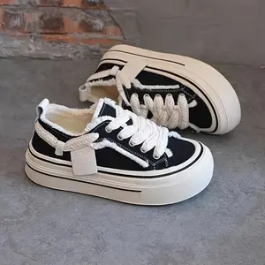 Blair- Women's retro Thick-Soled Platform Sneakers - white Lace-Up Casual Shoes,plaid Four Seasons Rubber Bottom