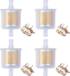 Universal Replacement Gas Inline Fuel Filters for Motorcycles, Cars, Trucks And Gasoline Powered Engines 3/8 Inch (Pack of 4)