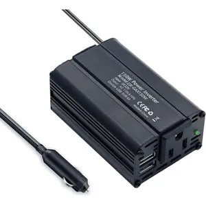 150W Power Inverter 12V DC to 110V AC  Plug Adapter Outlet Converter with 2.4A Dual USB AC  Charger for Laptop