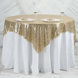 Sequin Square Table Overlay 60"x60" Champagne - Glittering Table Topper