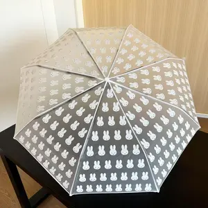 Miffy Frosted Transparent Umbrella Lovely Students Fully Automatic Portable Children's Cartoon Folding Umbrella
