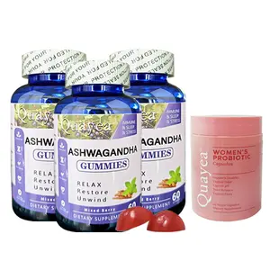 Quayea Women's Probiotics - 60 Count (Pack of 1) -3 Bottles Quayea KSM-66 Ashwagandha+gummies