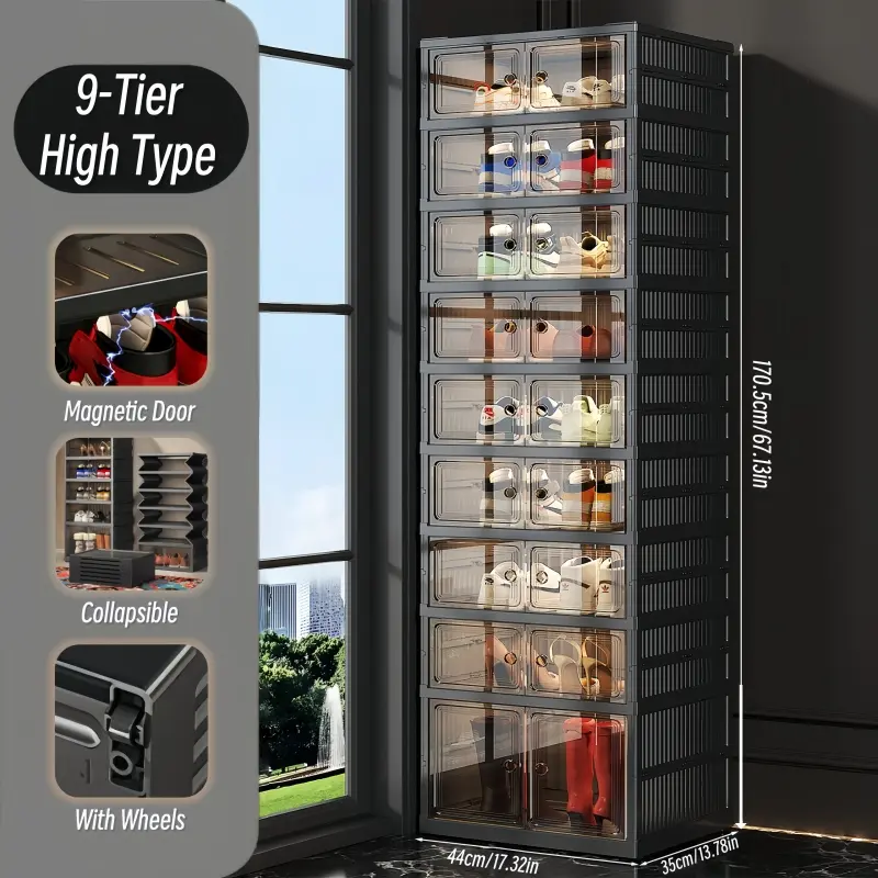 【Heightened】9-Tier Collapsible Shoe Cabinet