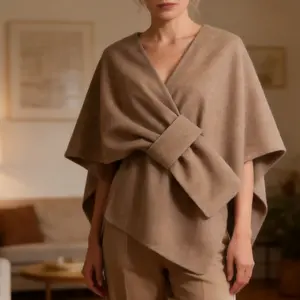 Vselectstudio #39 Brown Poncho Shawl Wrap for Women Warm Winter Shawl Elegant Knit Cape Wrap Soft Fashion Poncho Stylish Casual Shawl Wrap Travel Outfit Fall Winter Layering Poncho Cape