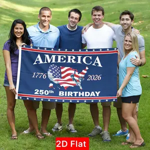 2D Flat Banner 1pc, 250th Anniversary Flag, Outdoor Front Door Porch Wall Decoration, No Power Required, Pull-Up Banner
