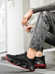 Men's All-Palm Air Cushion Casual Sports Shoes, Solid Color Sneakers, Soft Elastic Shock Absorption, Fashionable Height Boost, All-Season Wear, Running Sneaker