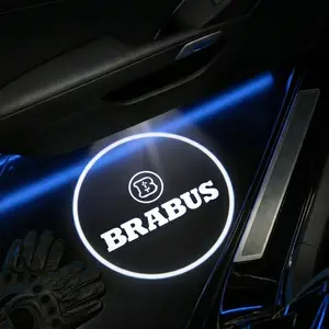 2 Pcs Brabus Carbon Fiber Welcome Light Set, Car Door Projection Lamp, Laser Light, Decorative Floor Lamp (batteries Not Included)