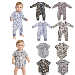 Baby Boy Clothes – Camo Romper with Zipper | Winter Pajamas & Baby Hunting Clothes | Newborn Onesie Zip Romper for Little Adventurers