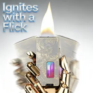 (Butane-free) Butane Lighter, Sensor Shake Ignition, Safety Lock And Transparent Vent, Durable Metal Design, Suitable For Candles, Camping And Outdoor Activities.